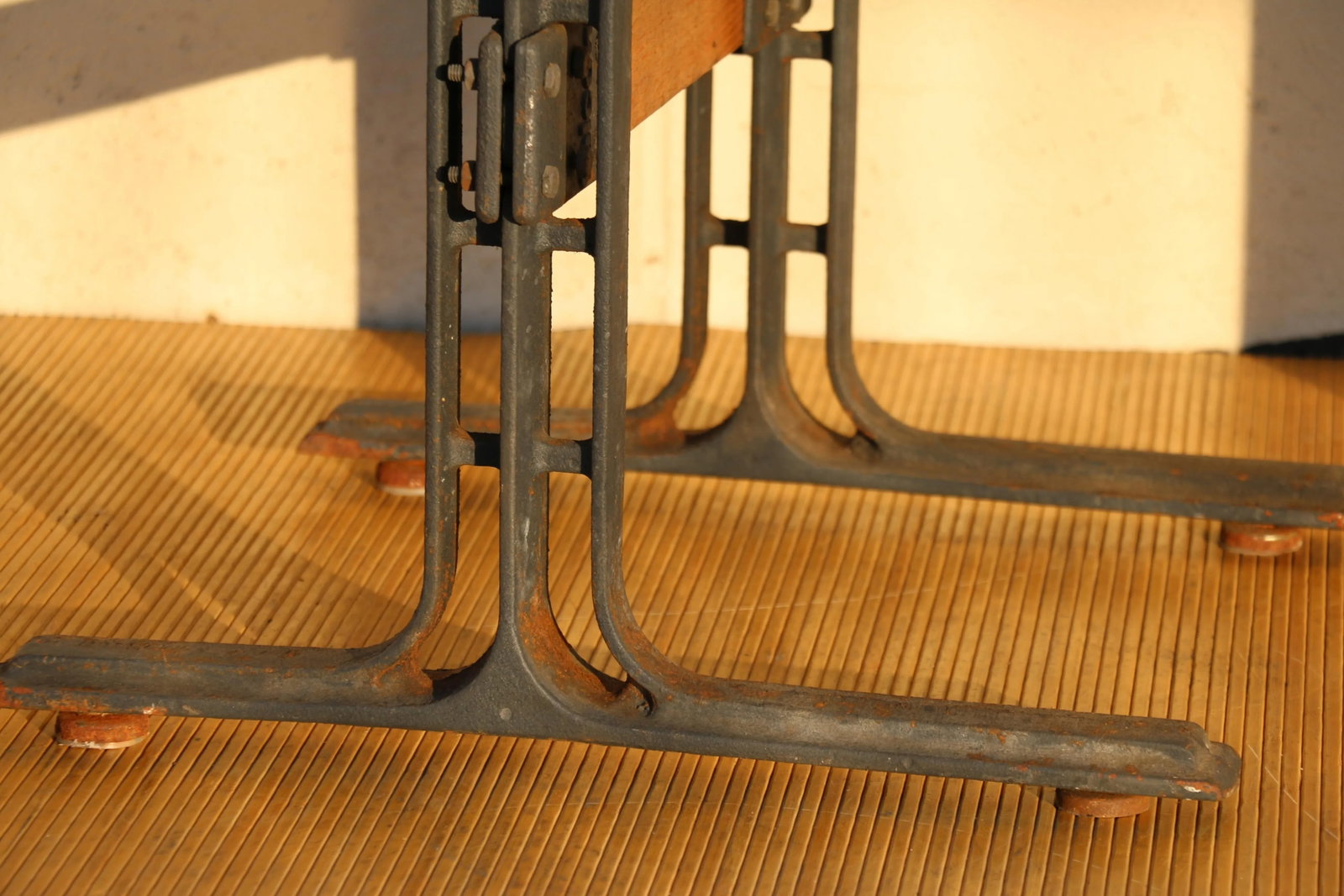 Vintage Pair of Slatted Oak Benches Made by Falcon, Circa 1950 - 12