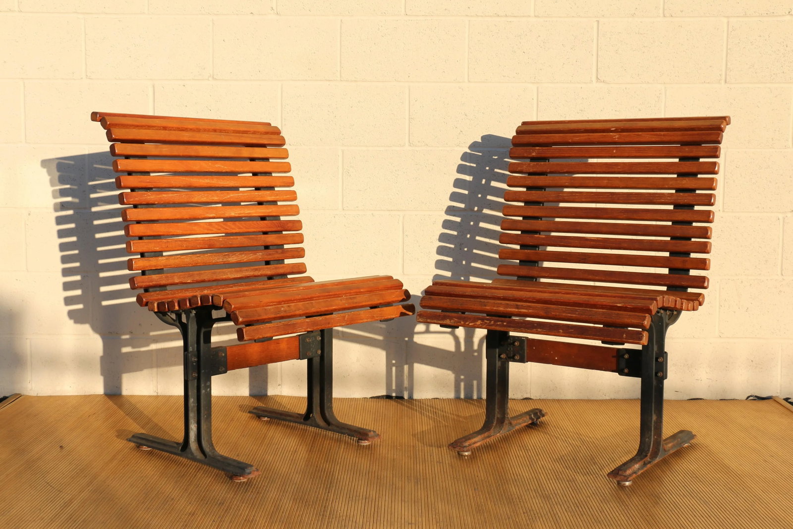 Vintage Pair of Slatted Oak Benches Made by Falcon, Circa 1950 - 2