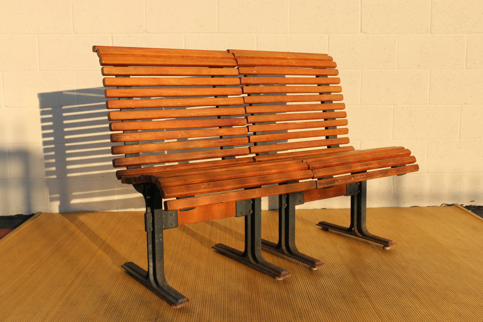 Vintage Pair of Slatted Oak Benches Made by Falcon, Circa 1950 - 6