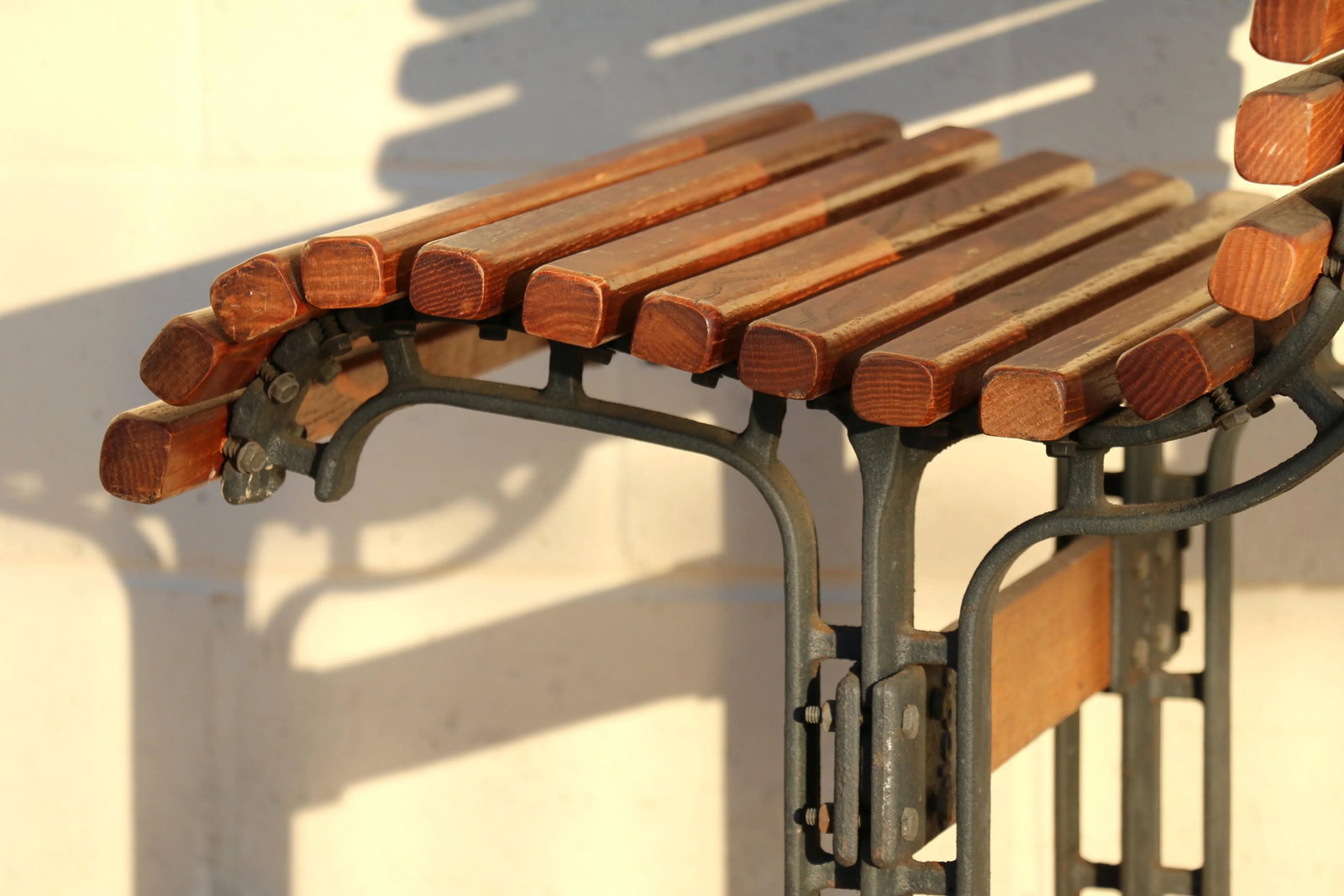 Vintage Pair of Slatted Oak Benches Made by Falcon, Circa 1950 - 9