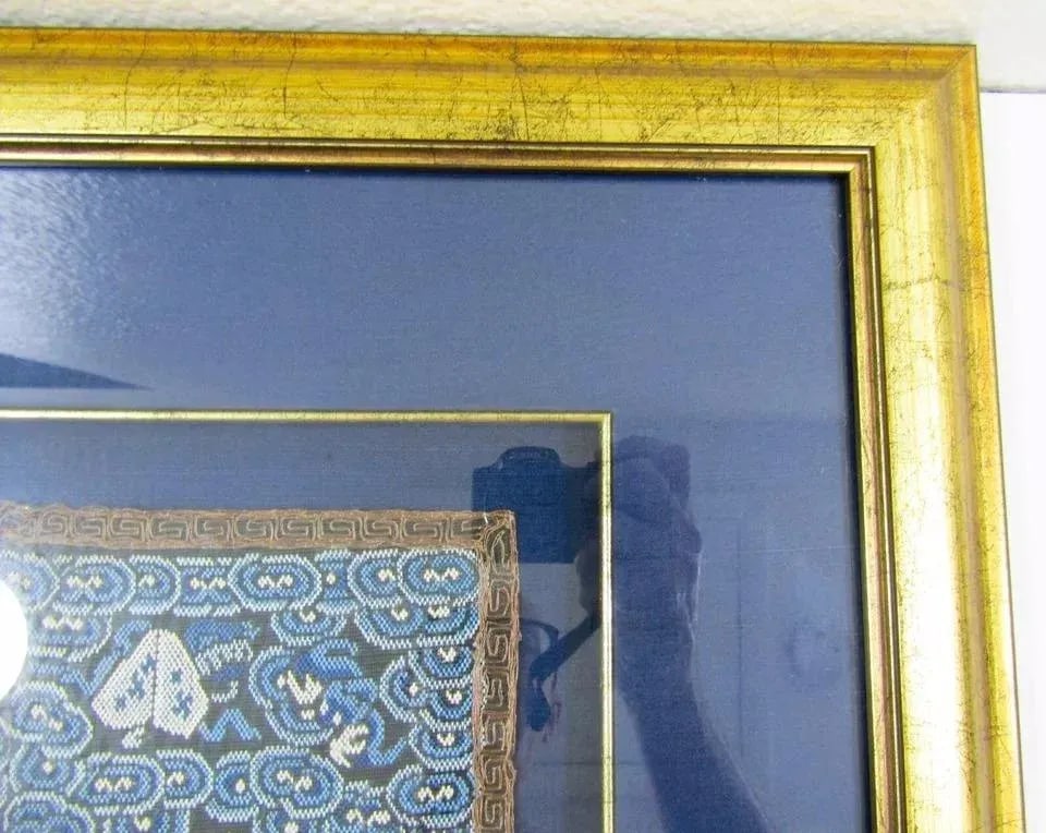 Early 18th Century Qing Dynasty K'o-Ssu "Cut Silk" Military Rank Badge With Crane Gallery Framed - 10