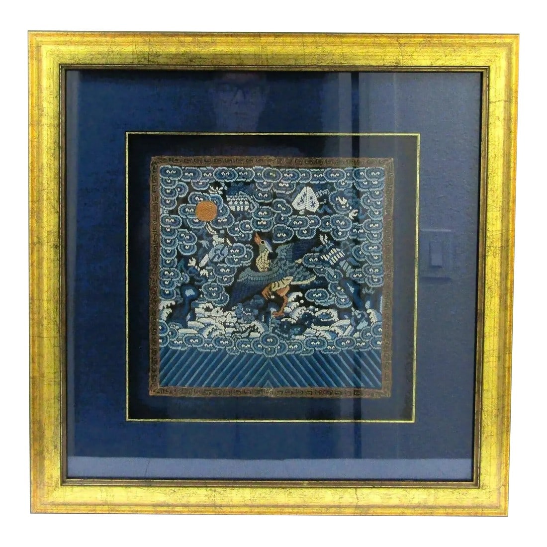 Early 18th Century Qing Dynasty K'o-Ssu "Cut Silk" Military Rank Badge With Crane Gallery Framed: Qing Dynasty K'o-Ssu "Cut Silk" Military Rank Badge with Crane Professionally Matted and Gallery Framed The Chinese tradition of wearing rank badges (buzi), also known as Mandarin squares, to
