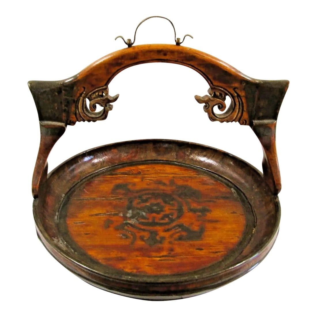 Antique 19th Century Hand-Carved Chinese Wooden Offering Basket With Design (1 of 11)