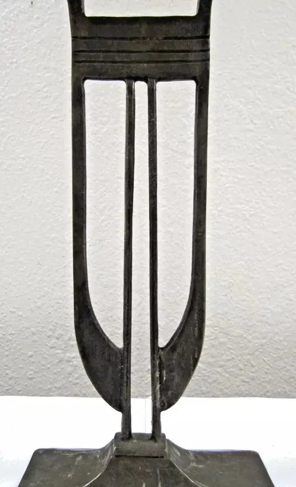 Art Nouveau German Brutalist Jugendstil Candlestick Heavy Brass Circa 1910 - 3