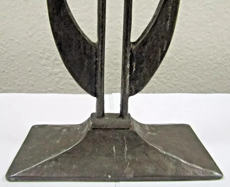 Art Nouveau German Brutalist Jugendstil Candlestick Heavy Brass Circa 1910 - 4