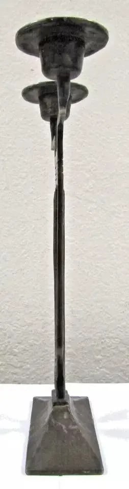 Art Nouveau German Brutalist Jugendstil Candlestick Heavy Brass Circa 1910 - 7