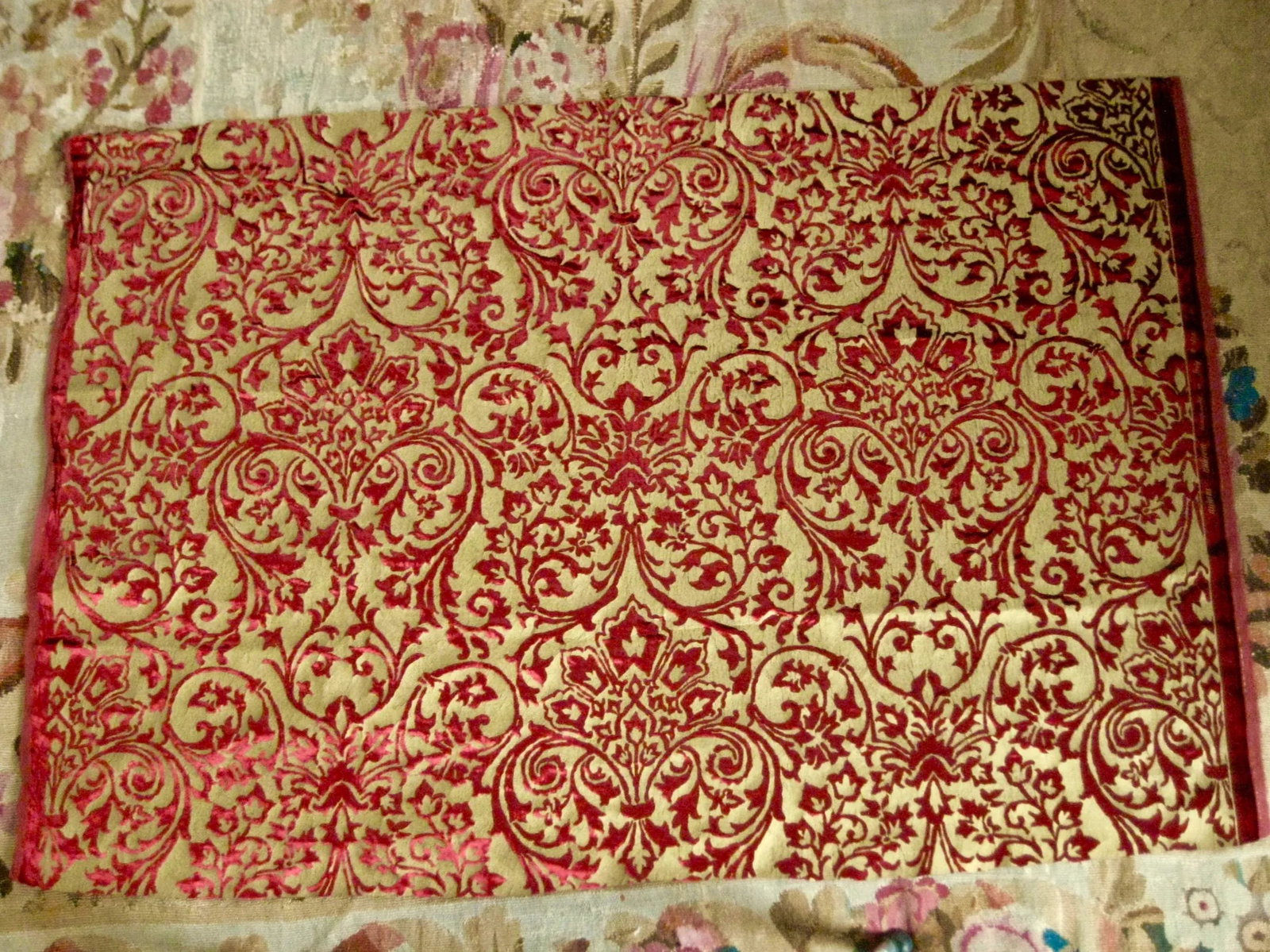 Gold Hand Printed Silk Italian Ardecora Velvet - 10