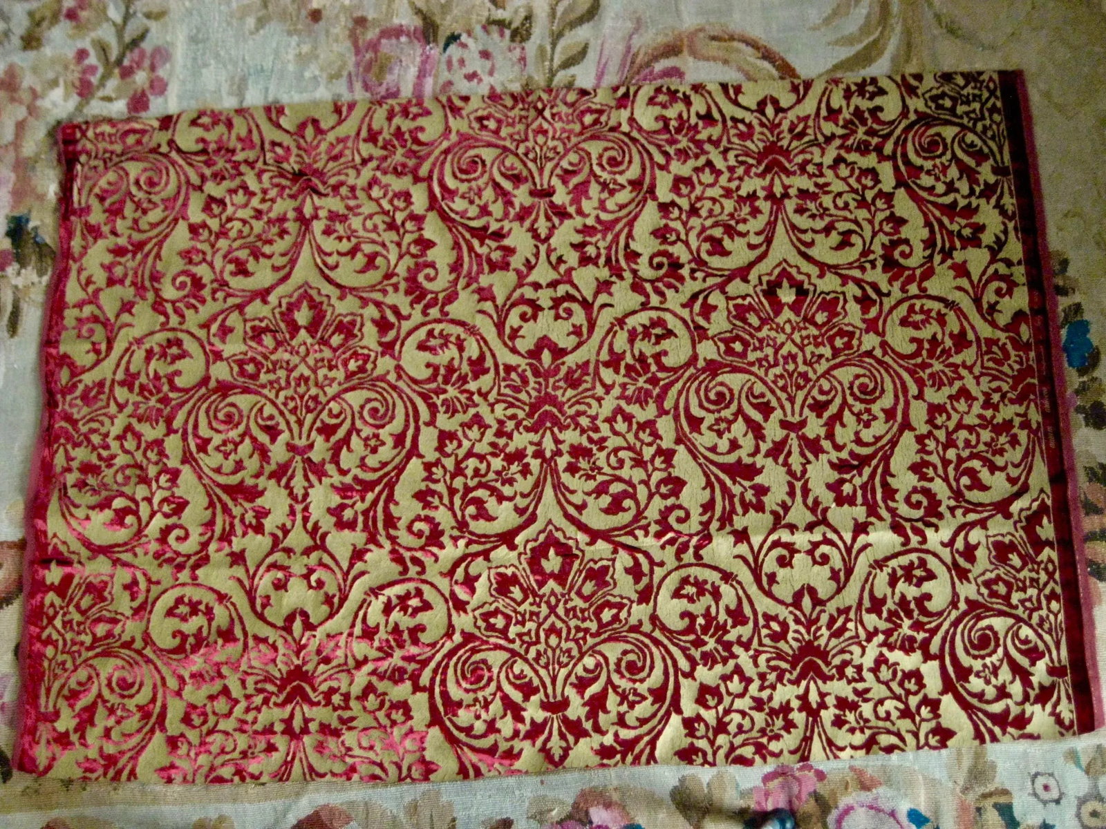 Gold Hand Printed Silk Italian Ardecora Velvet - 2