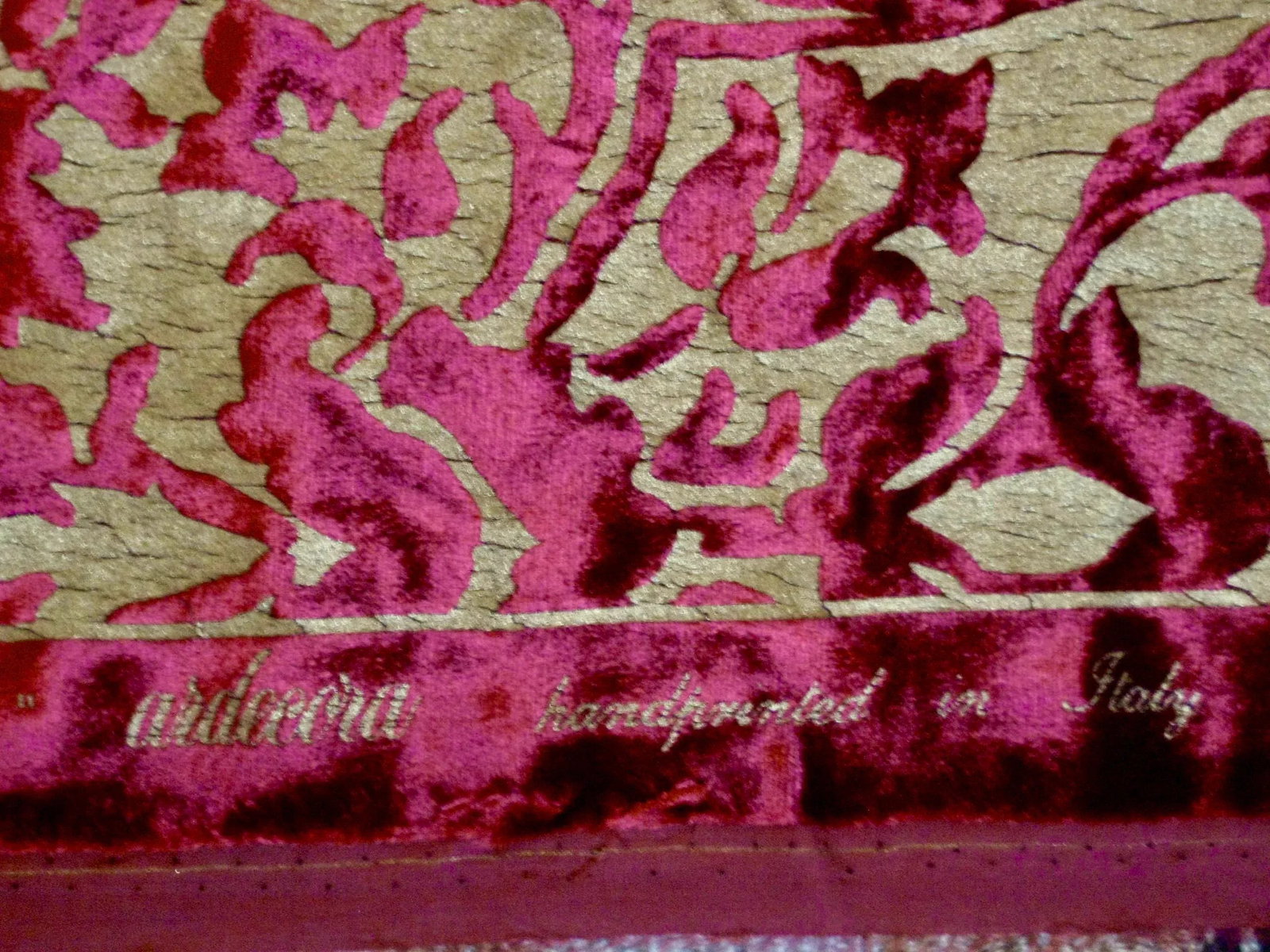 Gold Hand Printed Silk Italian Ardecora Velvet - 7