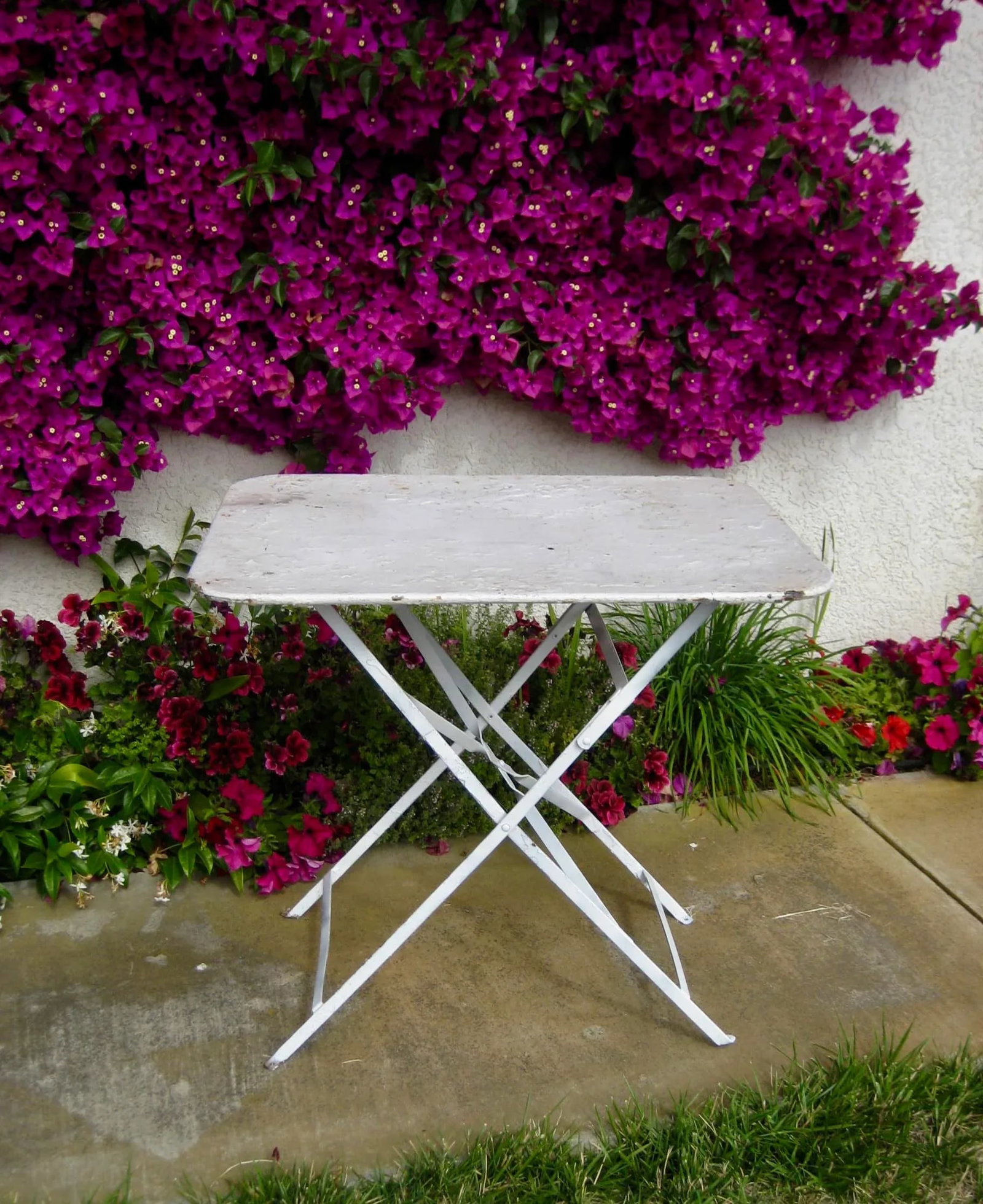 Vintage Iron French Country Rustic Painted Bistro Table - 2