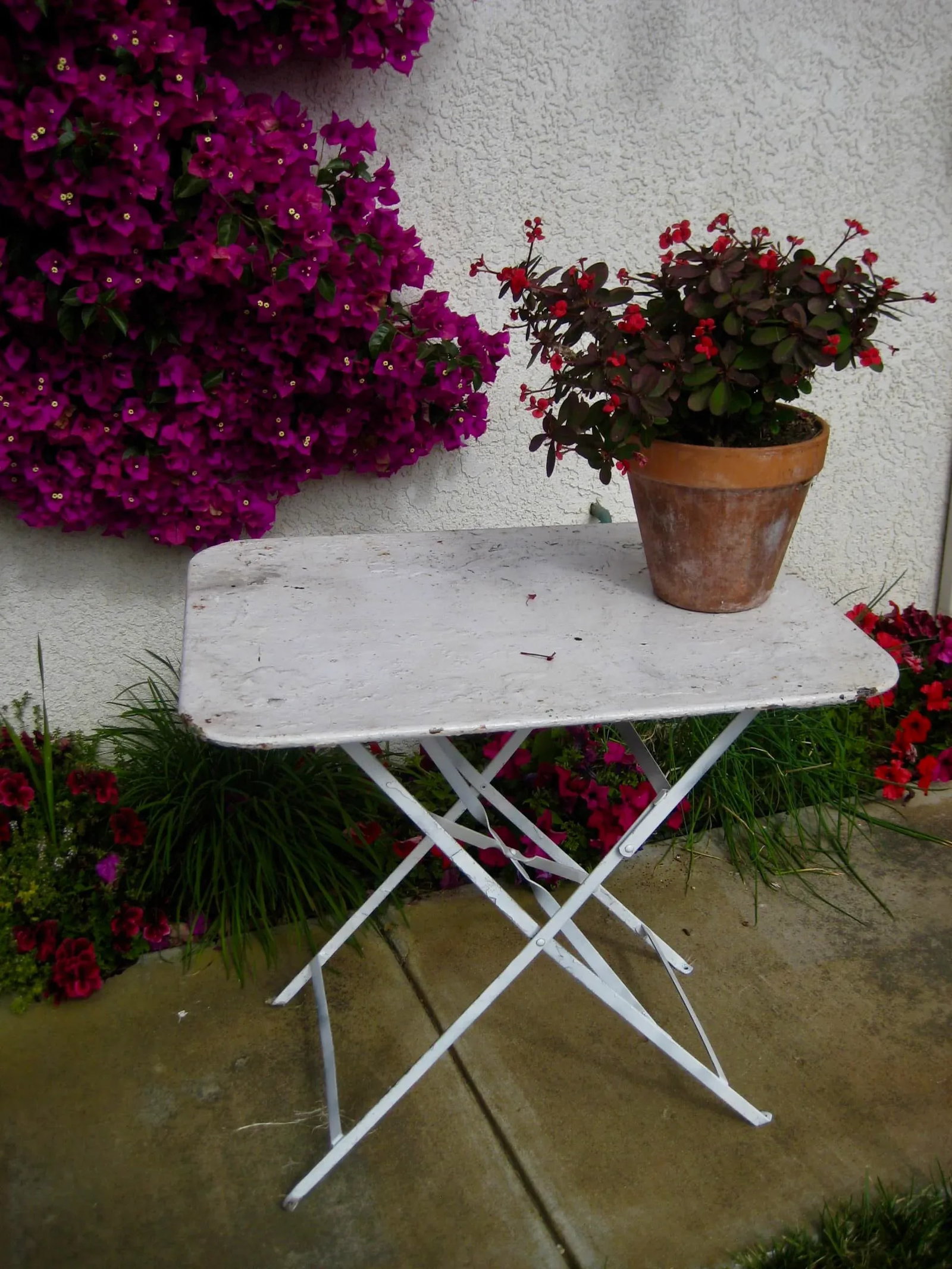Vintage Iron French Country Rustic Painted Bistro Table - 3