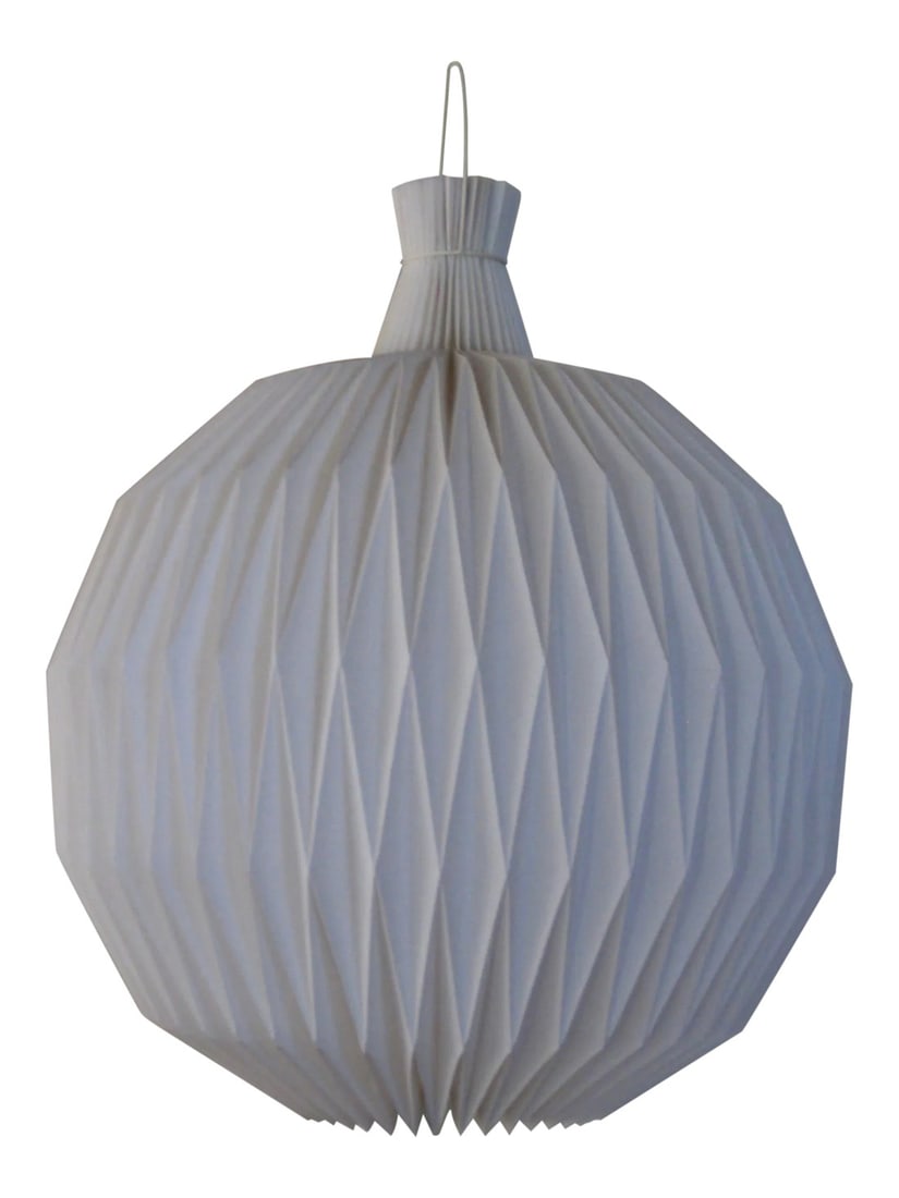 Mid-Century Modern Round Origami Plastic /Paper Chandelier: This in an original rare origami chandelier from the period not a reedition from Ikea, in the house since 1967 never moved since large, elegant lines, nice geometric feeling, the contrast between roun