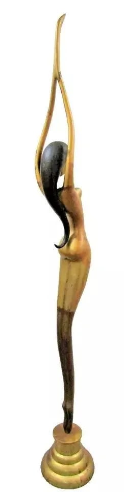 77" Tall 1940s Mid-Century Modern Female Nude Dancer Diver Sculpture Attributed to Karl Hagenauer - 10