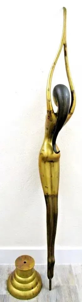 77" Tall 1940s Mid-Century Modern Female Nude Dancer Diver Sculpture Attributed to Karl Hagenauer - 12