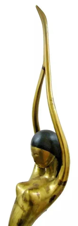 77" Tall 1940s Mid-Century Modern Female Nude Dancer Diver Sculpture Attributed to Karl Hagenauer - 3