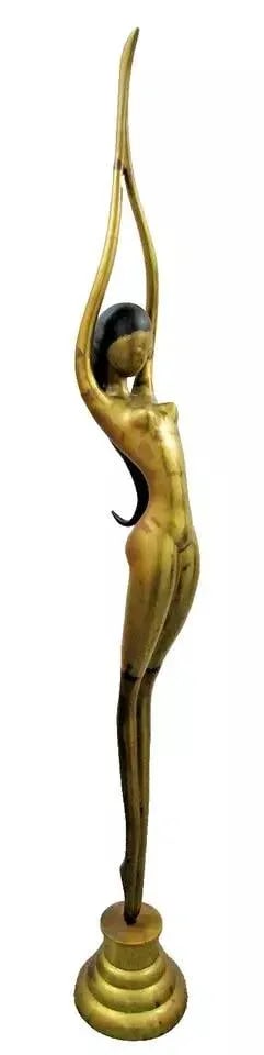 77" Tall 1940s Mid-Century Modern Female Nude Dancer Diver Sculpture Attributed to Karl Hagenauer - 9