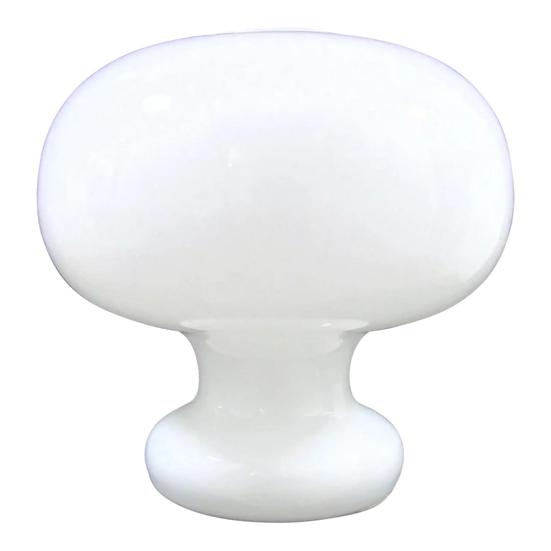 Vintage White Art Glass Mushroom Table Lamp Circa 1960s Attributed to Murano: Vintage White Glass Mushroom Table Lamp attributed to Murano circa 1960s In perfect condition. No chips, cracks or stains. It has an inline push button on/off switch. Murano-style white glass mushroom
