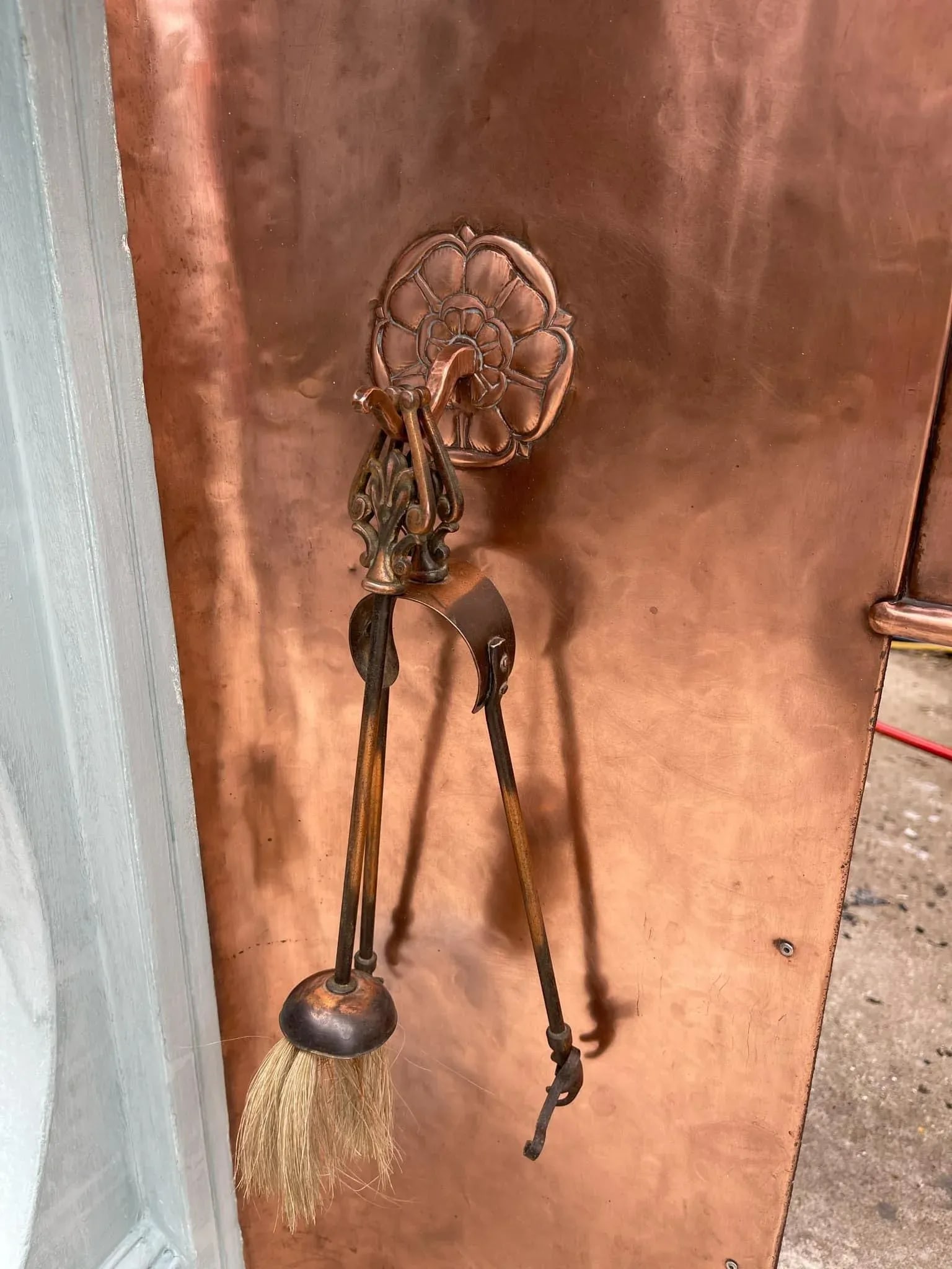 Antique Victorian Wooden Fireplace Mantle With Copper Inset - 11