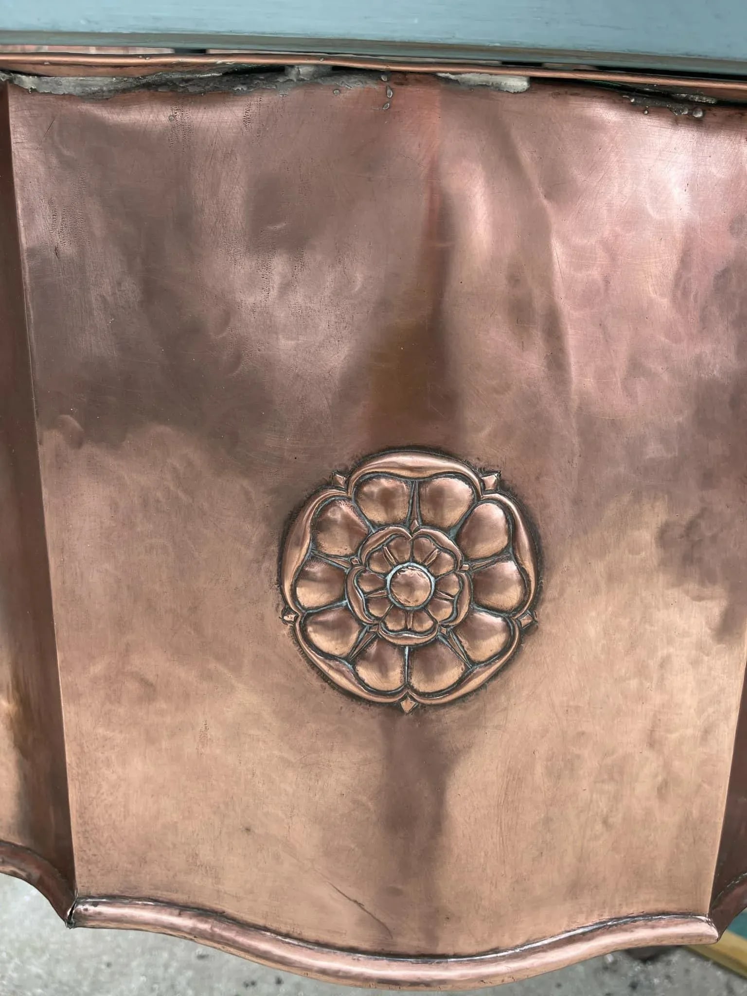 Antique Victorian Wooden Fireplace Mantle With Copper Inset - 9