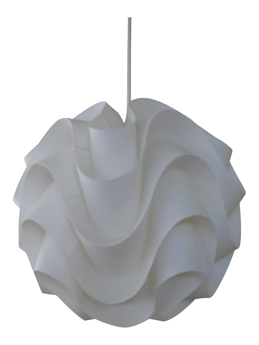 Mid-Century Modern Origami Plastic-Paper Chandelier: This is a period piece from circa 1970s, in the house since then, always elegant and fascinating this kind of chandelier has a strong, clean and elegant personality, brings always a nice comfortable