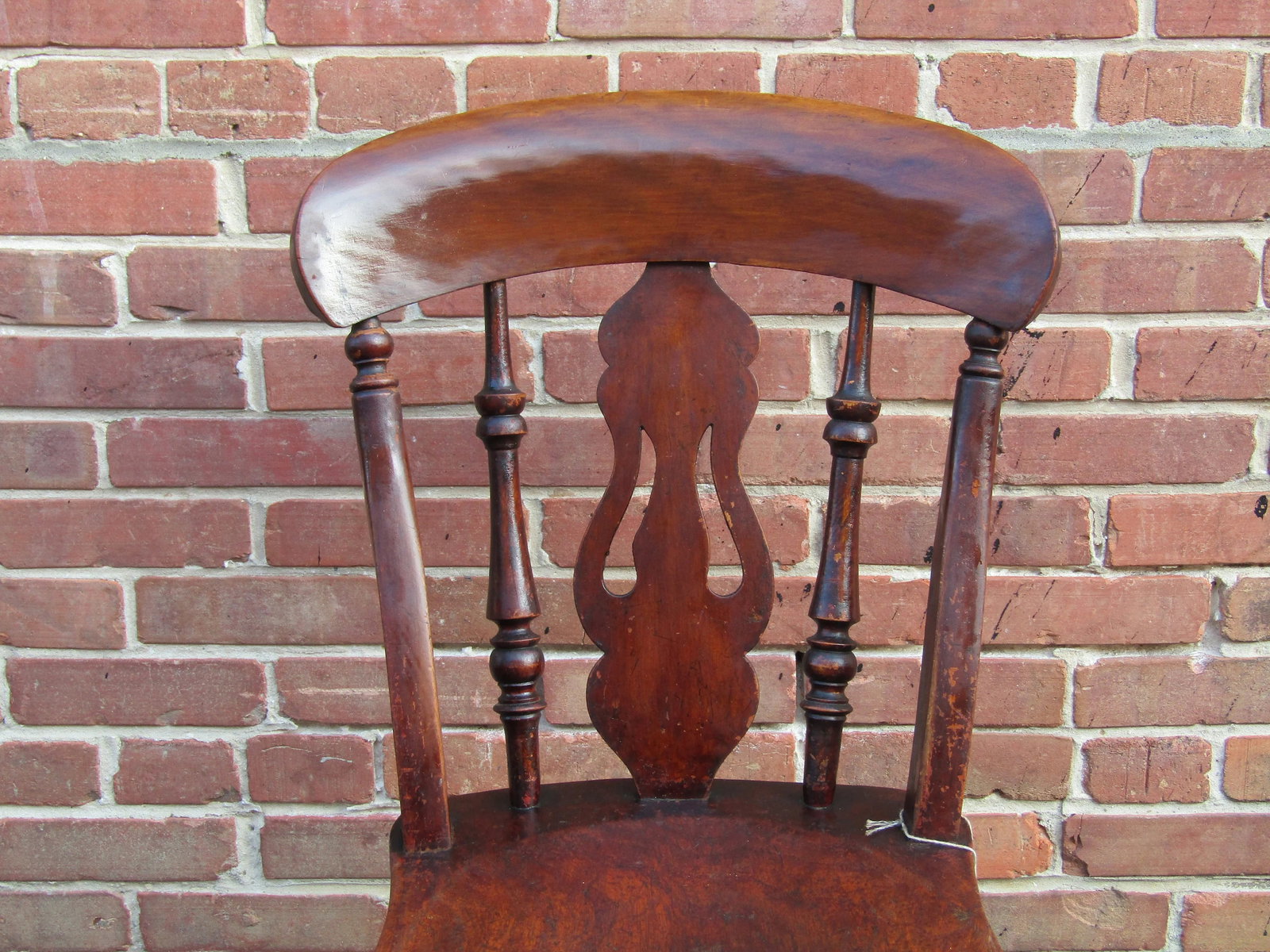 English Victorian Elm Fiddleback Kitchen/Dining Chair 1860 - 3