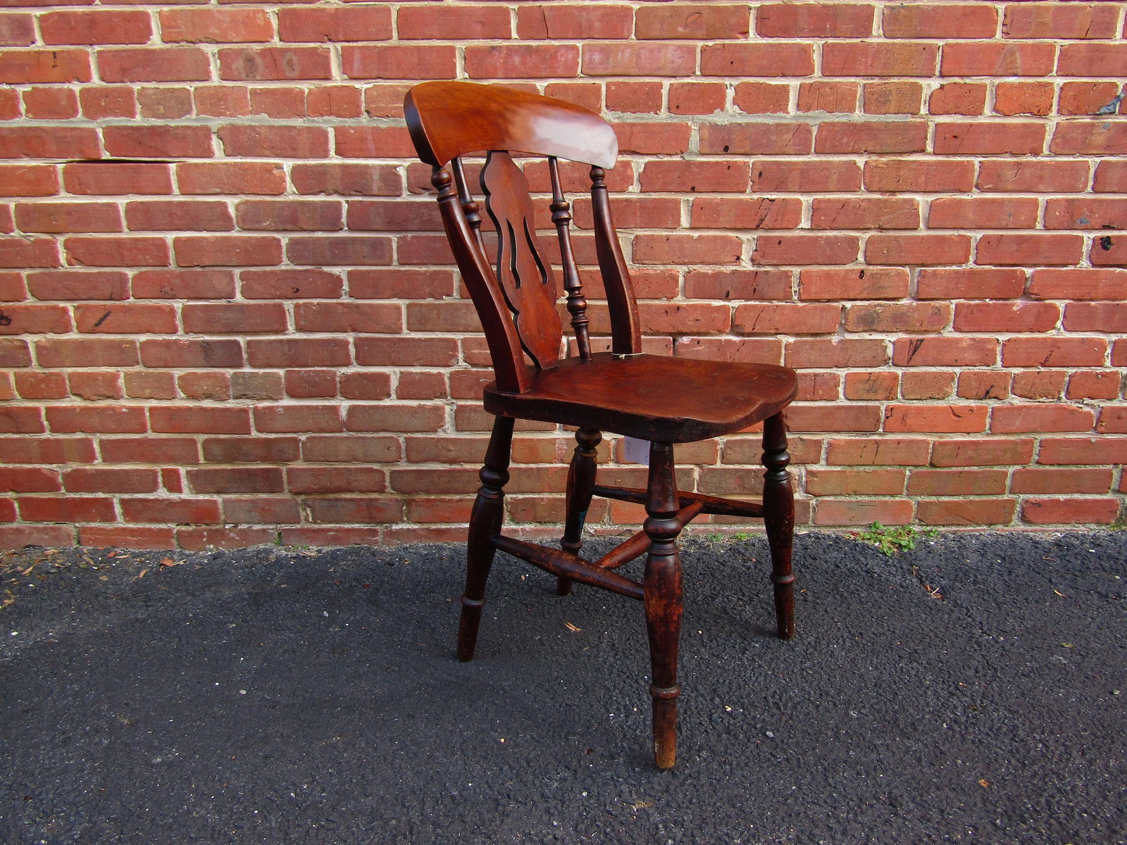 English Victorian Elm Fiddleback Kitchen/Dining Chair 1860 - 6