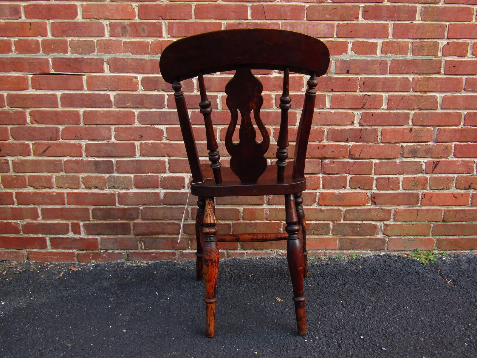 English Victorian Elm Fiddleback Kitchen/Dining Chair 1860 - 8
