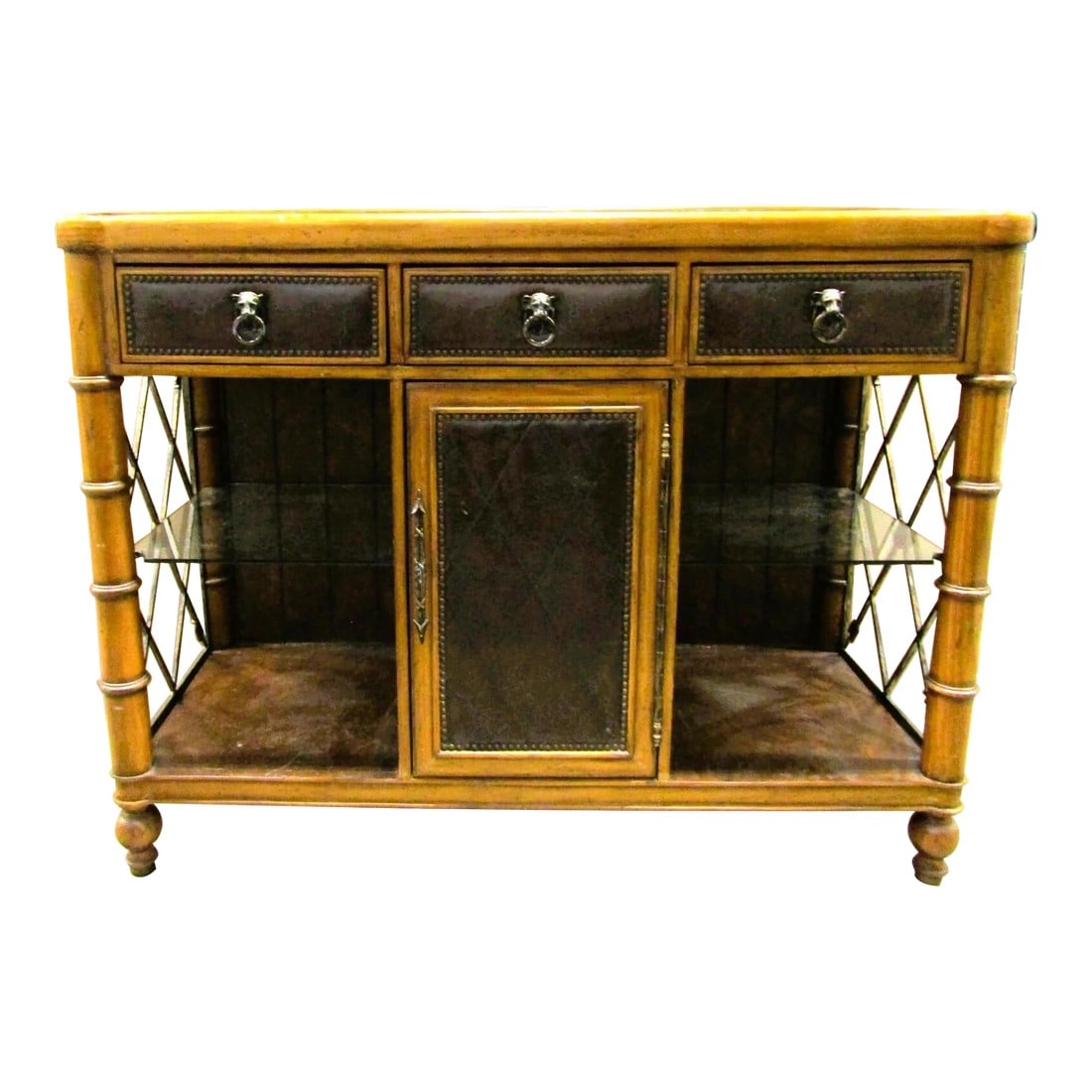 Ferguson Copeland Campaign Style Faux Bamboo, Leather, Iron and Copper Top Bar (1 of 12)