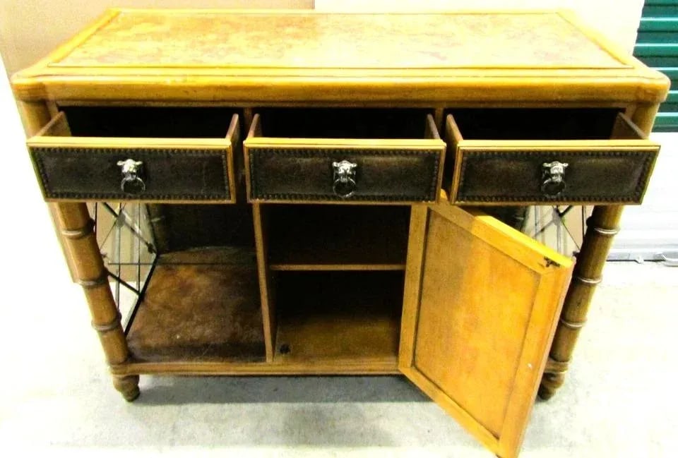 Ferguson Copeland Campaign Style Faux Bamboo, Leather, Iron and Copper Top Bar - 3