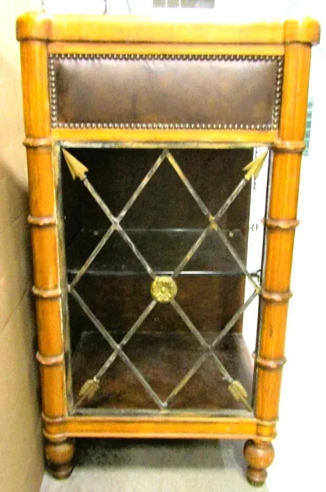 Ferguson Copeland Campaign Style Faux Bamboo, Leather, Iron and Copper Top Bar - 4