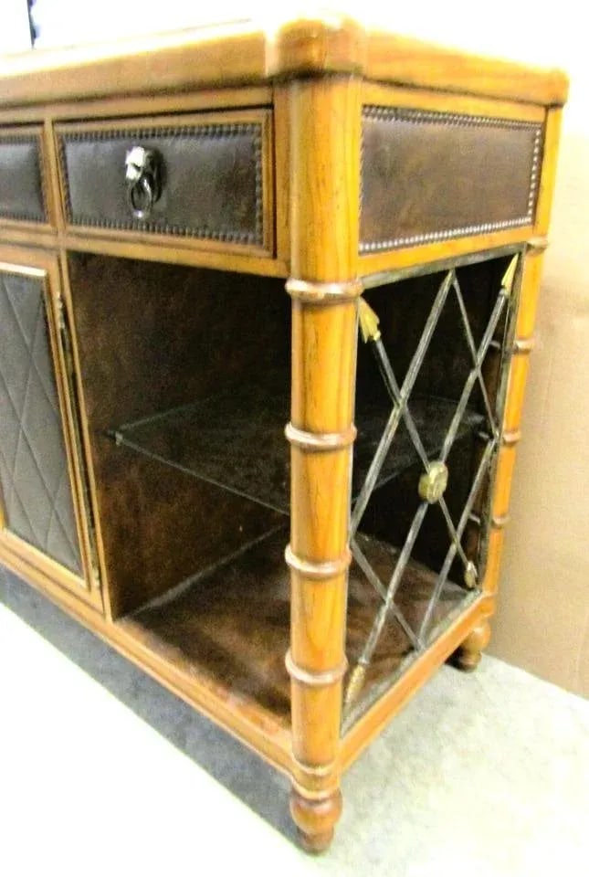 Ferguson Copeland Campaign Style Faux Bamboo, Leather, Iron and Copper Top Bar - 5
