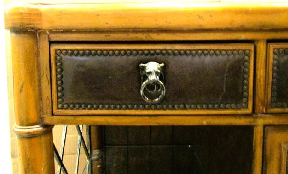 Ferguson Copeland Campaign Style Faux Bamboo, Leather, Iron and Copper Top Bar - 9