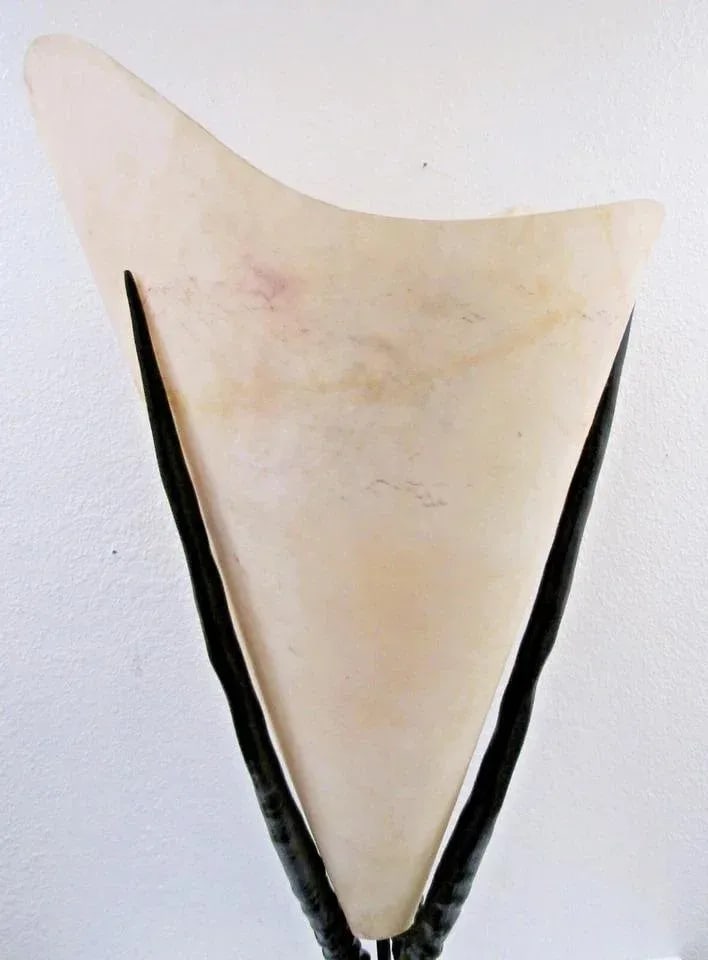 Vintage Large Italian Gemsbok Horn Triangle Base Cone Shade Table Lamp - 3