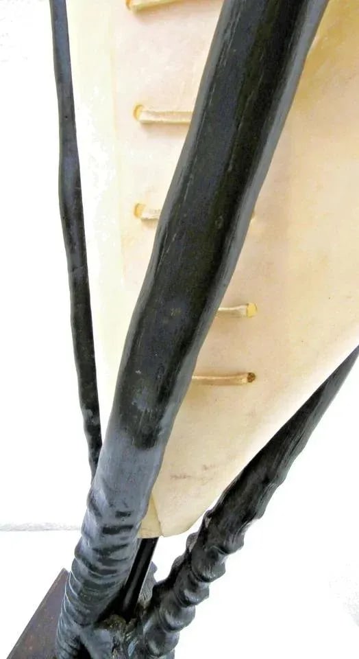Vintage Large Italian Gemsbok Horn Triangle Base Cone Shade Table Lamp - 9
