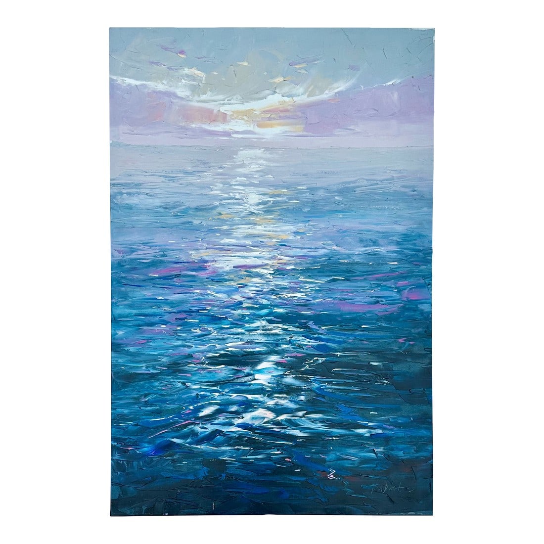 Abstract Seascape Sunrise Painting by Tarte (Unframed): Original oil on canvas by Tom Tarte. Unframed. Dimensions: 24" x 36" Please note: If you purchase multiple items, we'll gladly combine shipping"”just send us a message. Also, we offer white glov
