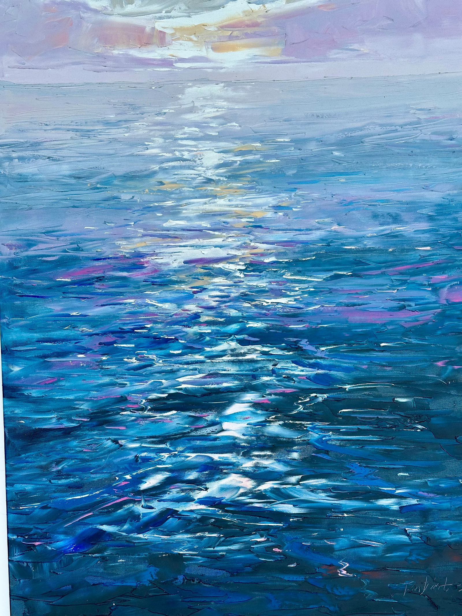 Abstract Seascape Sunrise Painting by Tarte (Unframed) - 2
