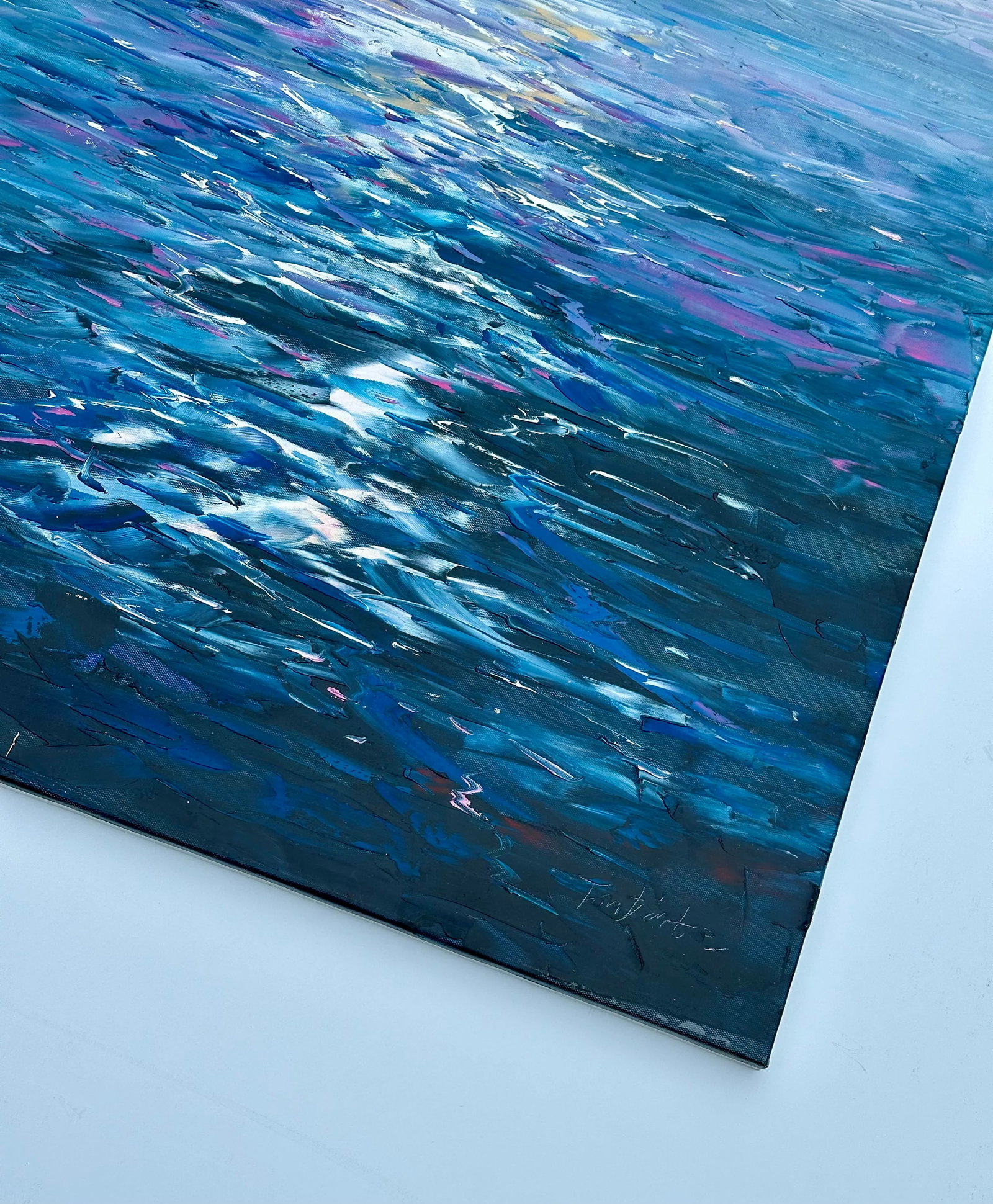 Abstract Seascape Sunrise Painting by Tarte (Unframed) - 3