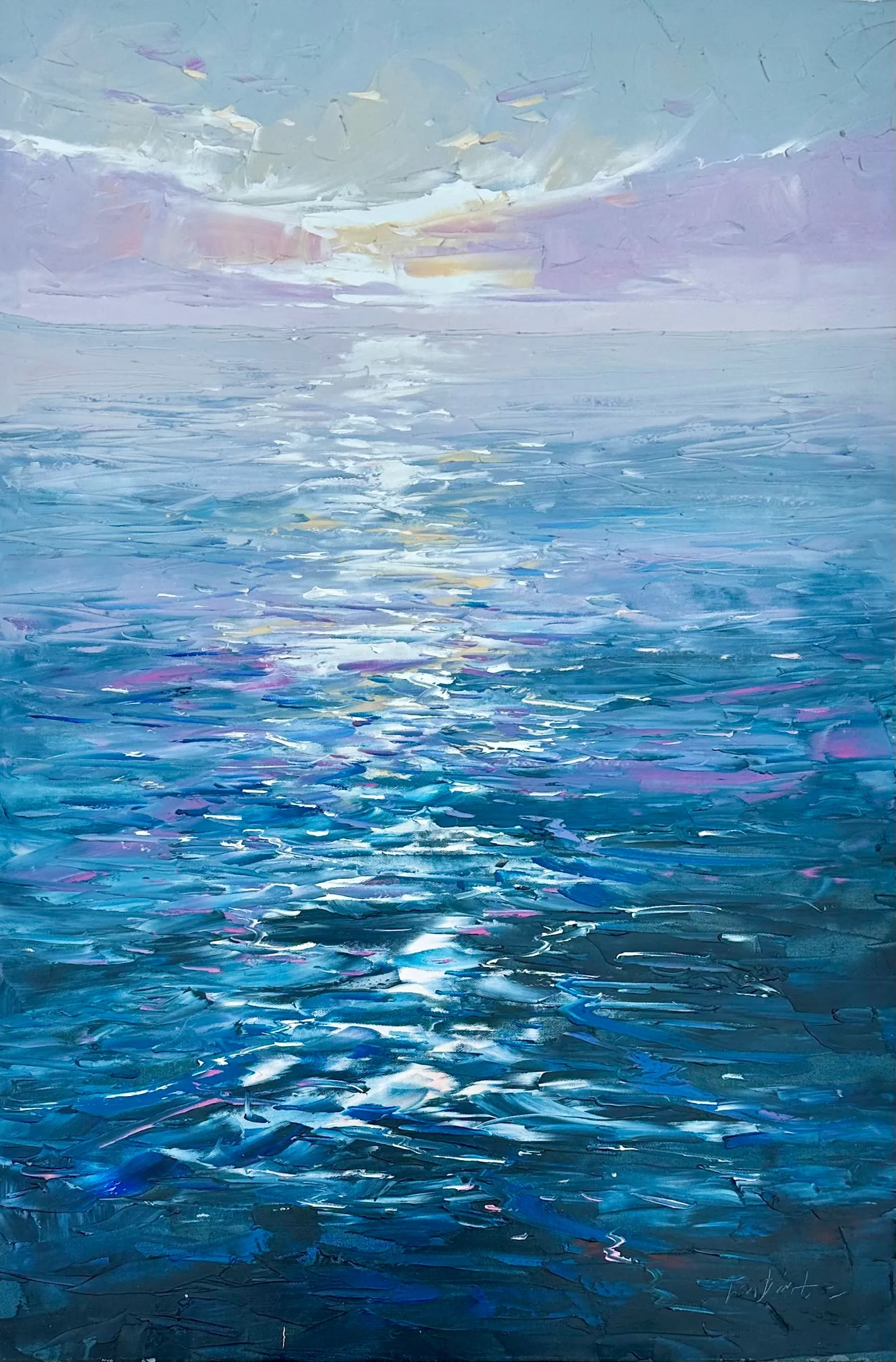 Abstract Seascape Sunrise Painting by Tarte (Unframed) - 4