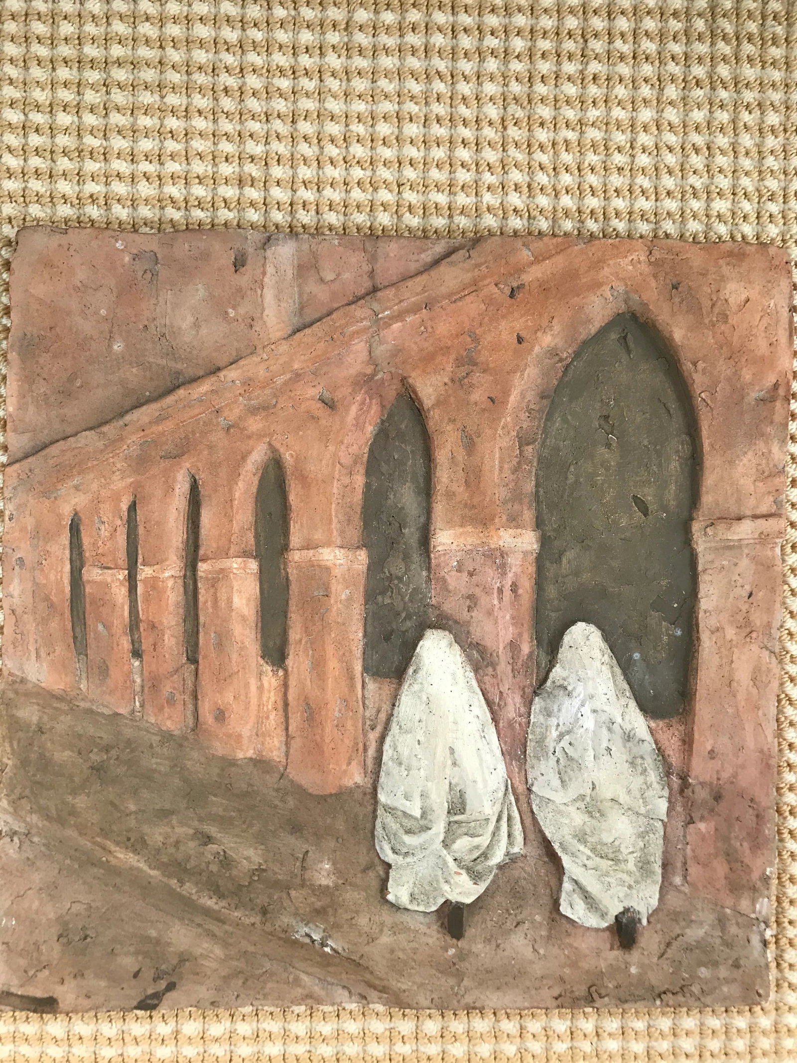 1990s Terracotta Bas Relief by Marie La Varende - 5