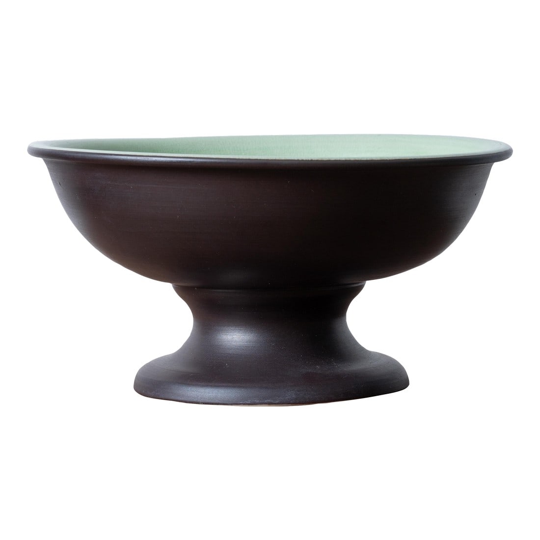 Japanese Green Crackle Glazed Footed Serving Bowl, Mid-20th Century: A Japanese stoneware green crackle glazed footed bowl, mid-20th Century. 11 inches wide by 5 Â¾ inches tall Condition: Alterations: Original Condition Unaltered Imperfections: Some Imperfect