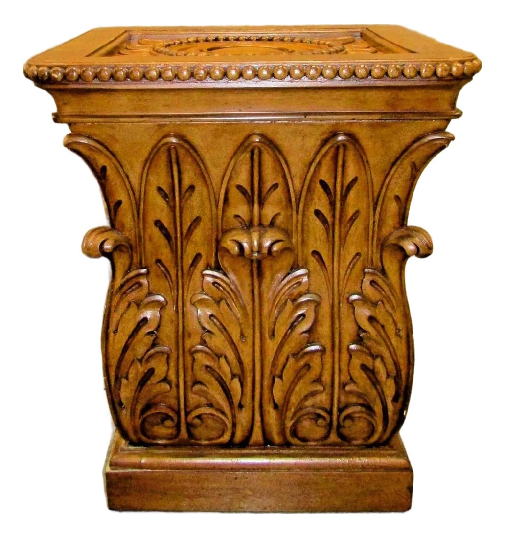 1970s Vintage Carved Acanthus Leaf Beaded Edged Large Square Side Table (1 of 9)
