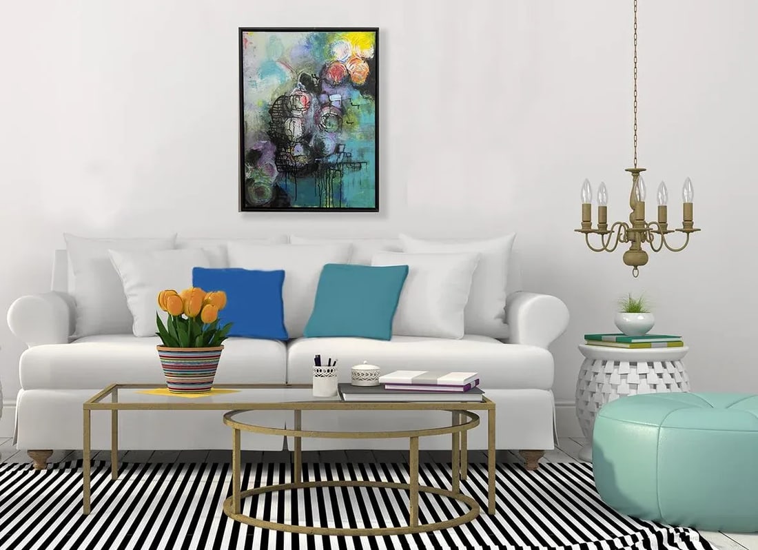 Electric Garden Abstract Painting, Framed - 6