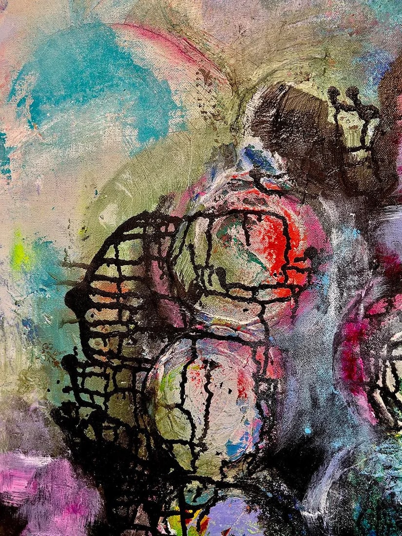 Electric Garden Abstract Painting, Framed - 7