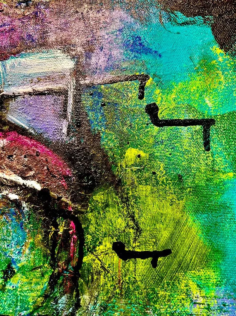 Electric Garden Abstract Painting, Framed - 8