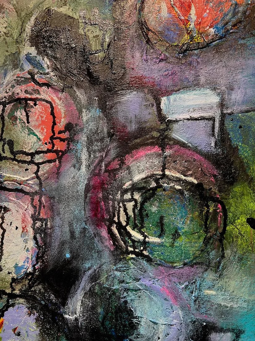 Electric Garden Abstract Painting, Framed - 9