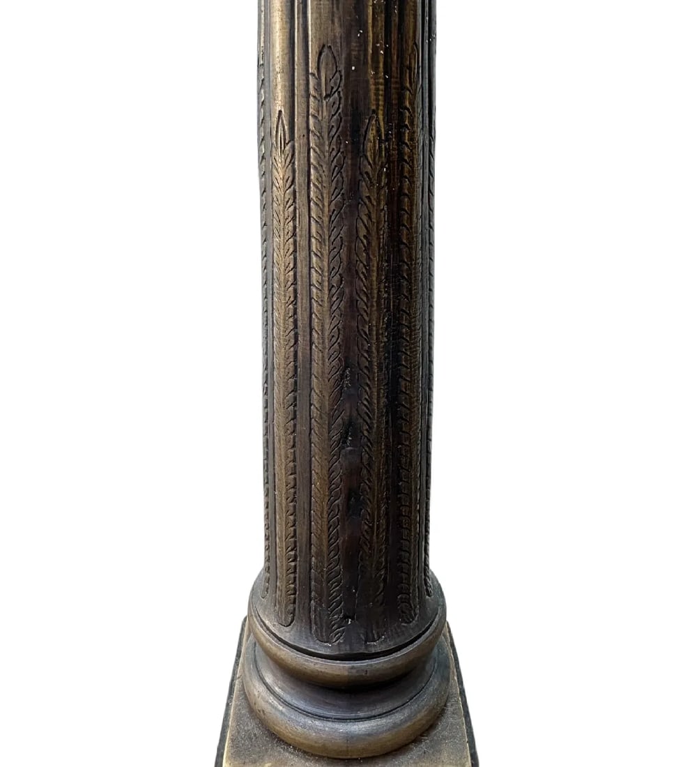 Antique Neoclassical Gothic Bronze Candelabra With Griffin Finial & Crystal - 5
