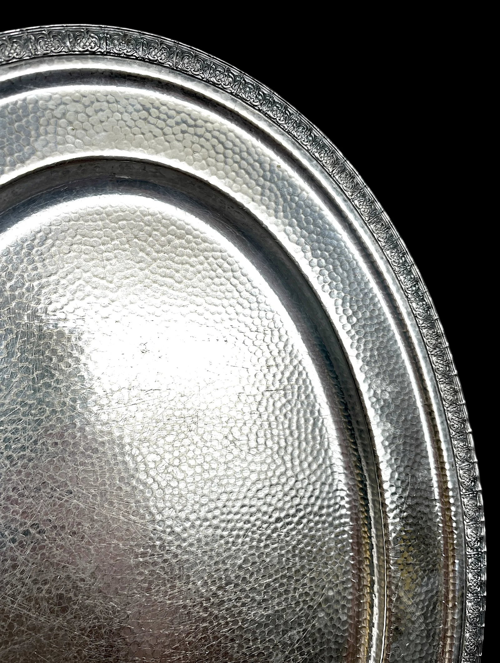 Vintage 1940s Hammered Hotel Silver Epns Oval Platter - 3