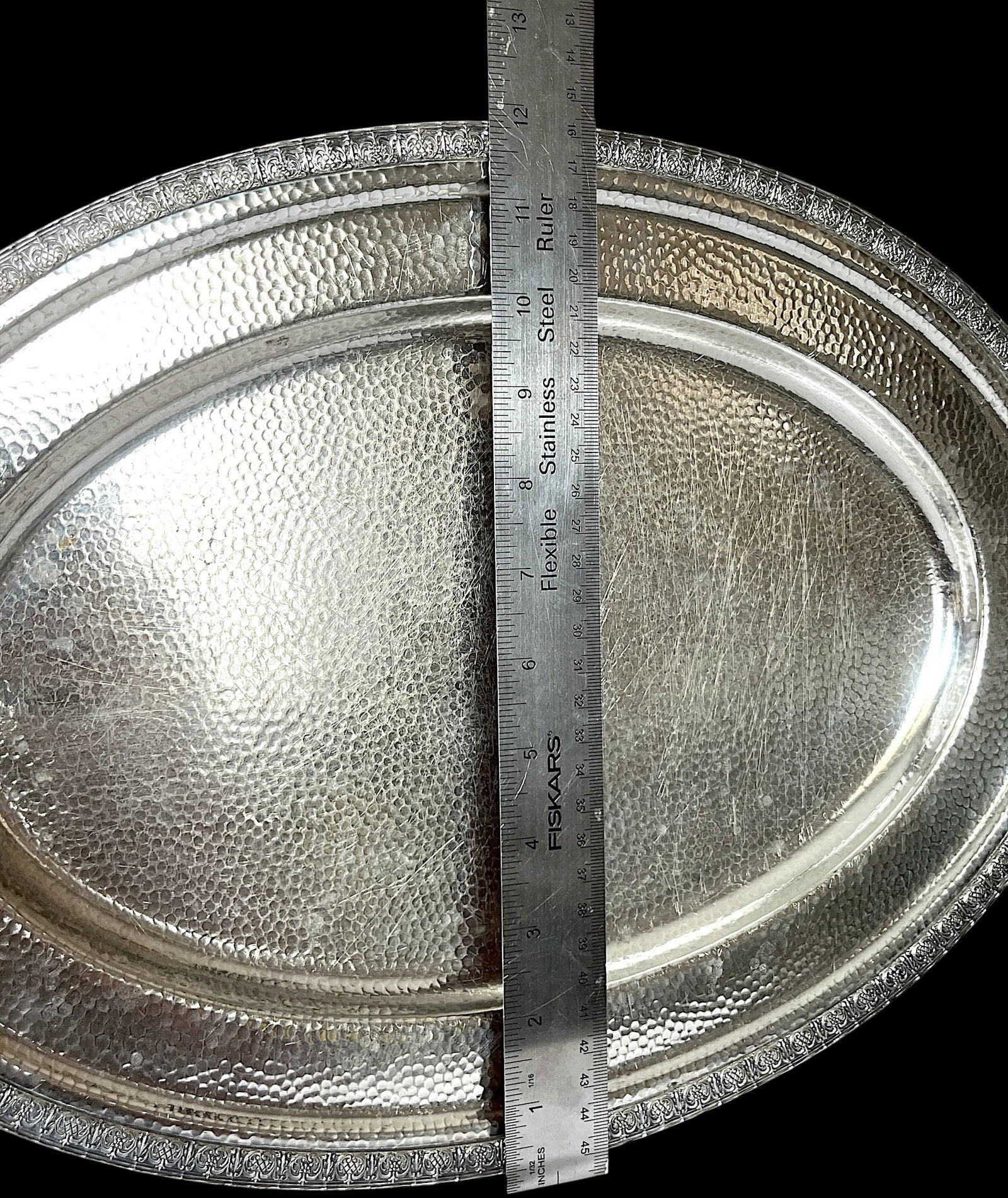 Vintage 1940s Hammered Hotel Silver Epns Oval Platter - 8