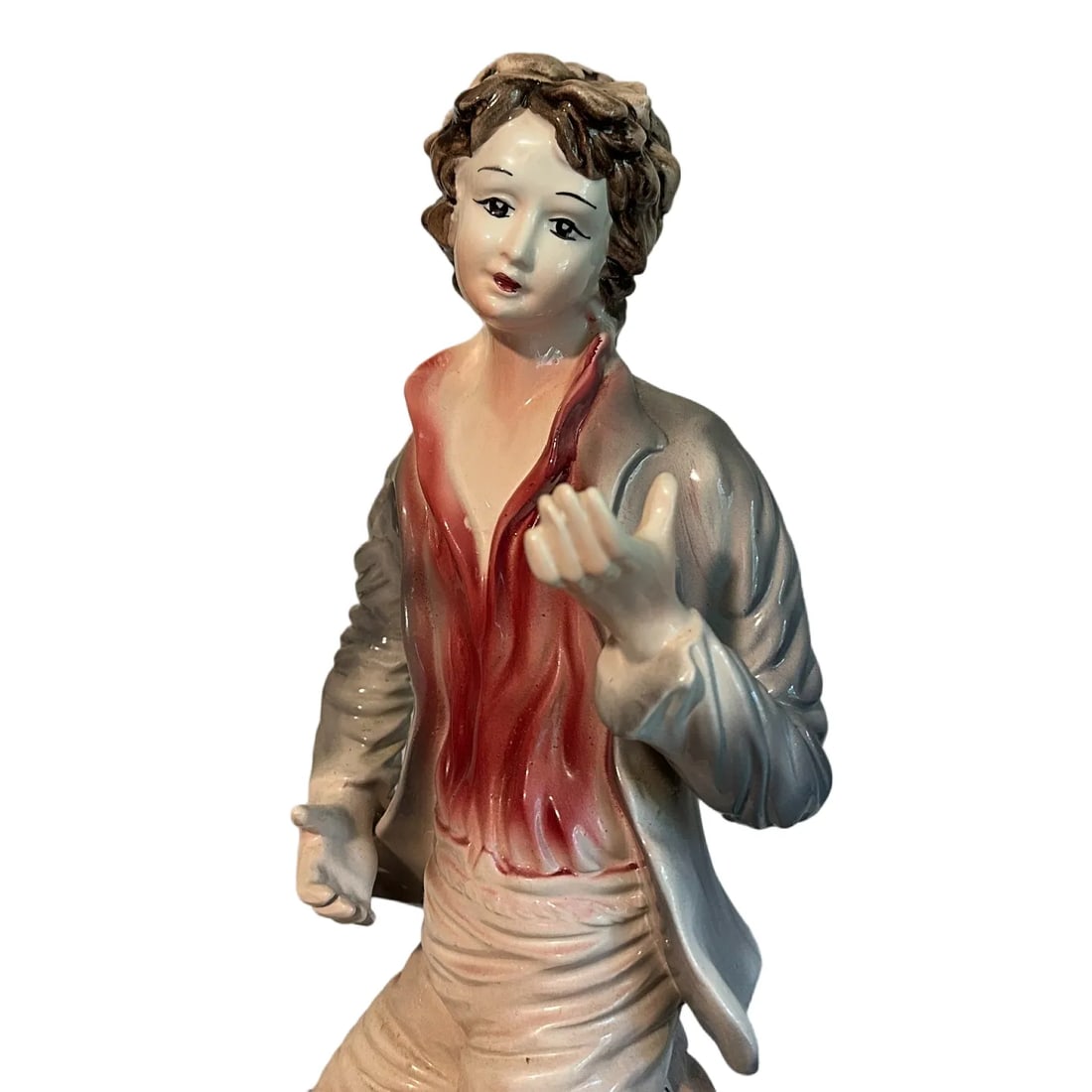 Large Italian Capodimonte Statues Figurines - Peasant Boy & Girl With Roses - 25" - 10
