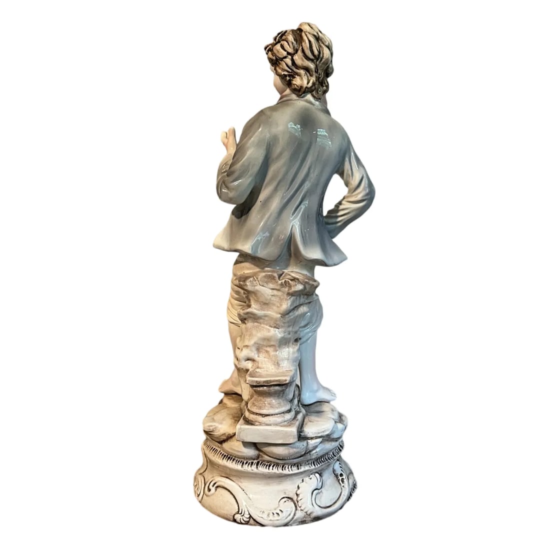Large Italian Capodimonte Statues Figurines - Peasant Boy & Girl With Roses - 25" - 11